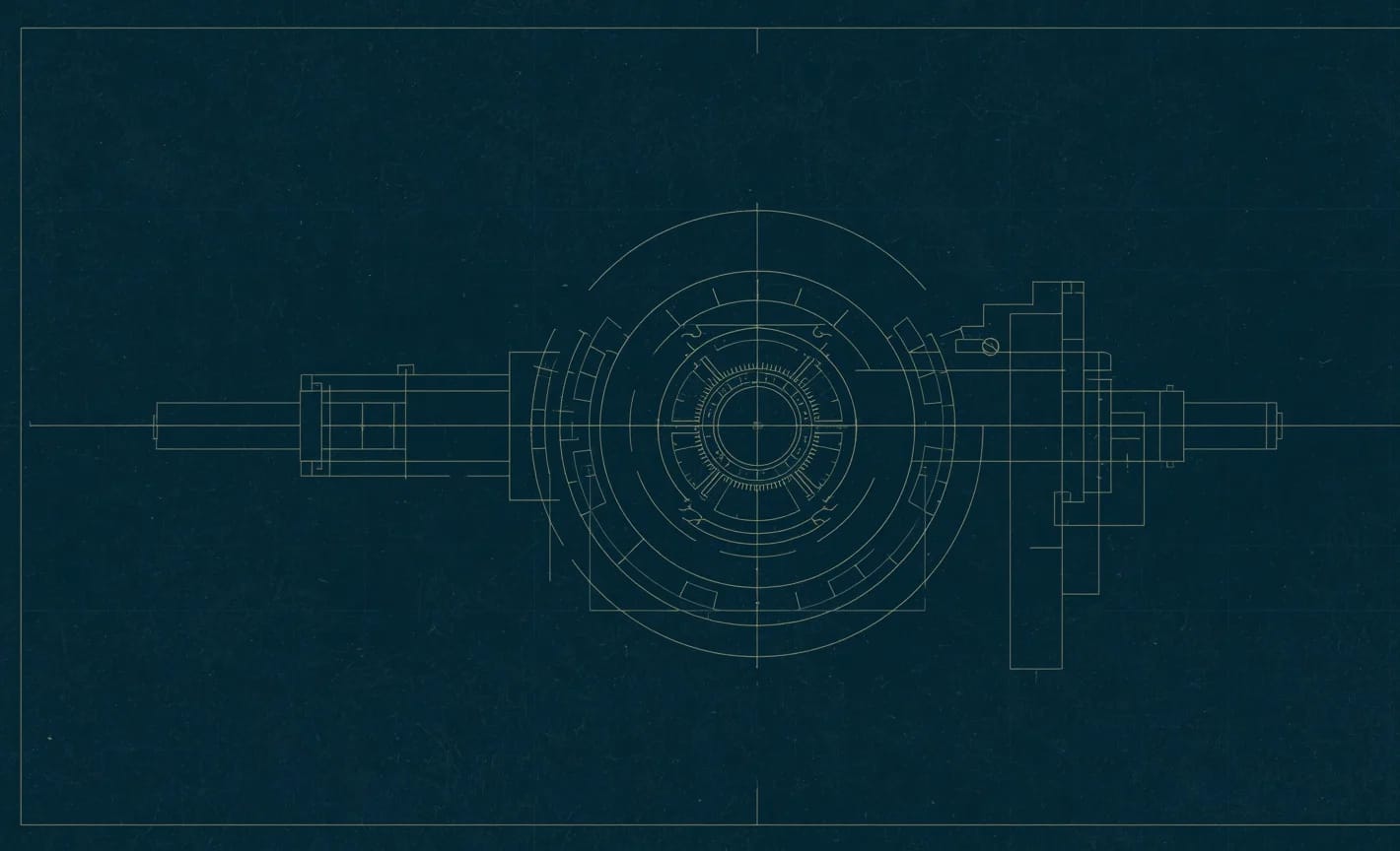 A blueprint drawing of a precision mechanism