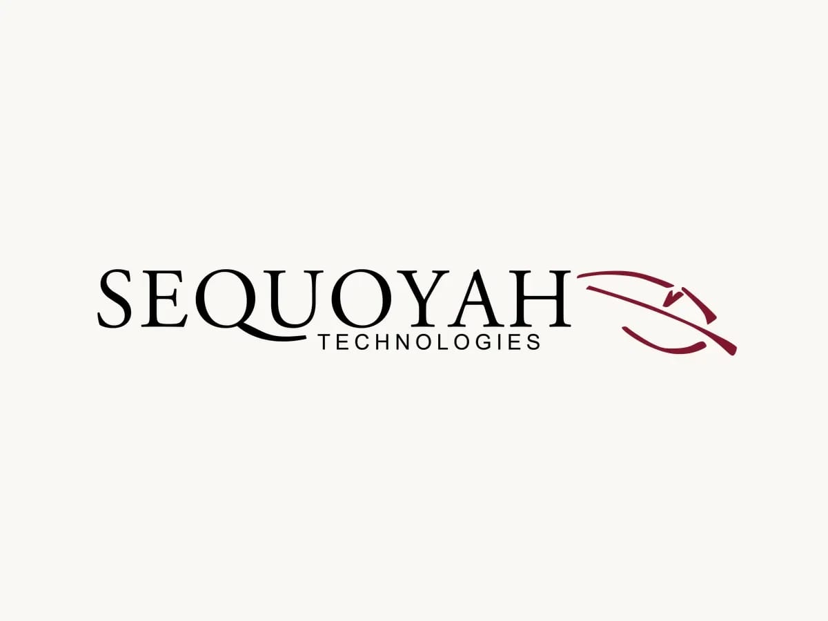 The original Sequoyah Technologies logo: a serif SEQUOYAH wordmark with TECHNOLOGIES beneath it and a maroon feather mark.